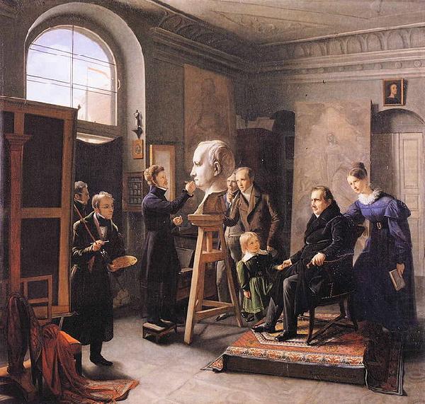 Ludwig Tieck sitting to the Portrait Sculptor David dAngers, Carl Christian Vogel von Vogelstein